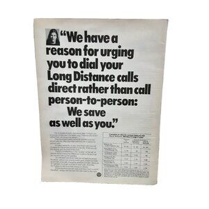 1972 Bell Telephone Long Distance Calls Original Print ad 70s